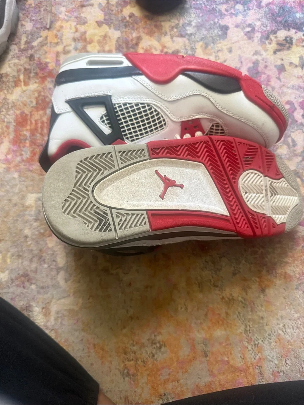 Jordan White Black Red Retro 4s Basketball Sneakers